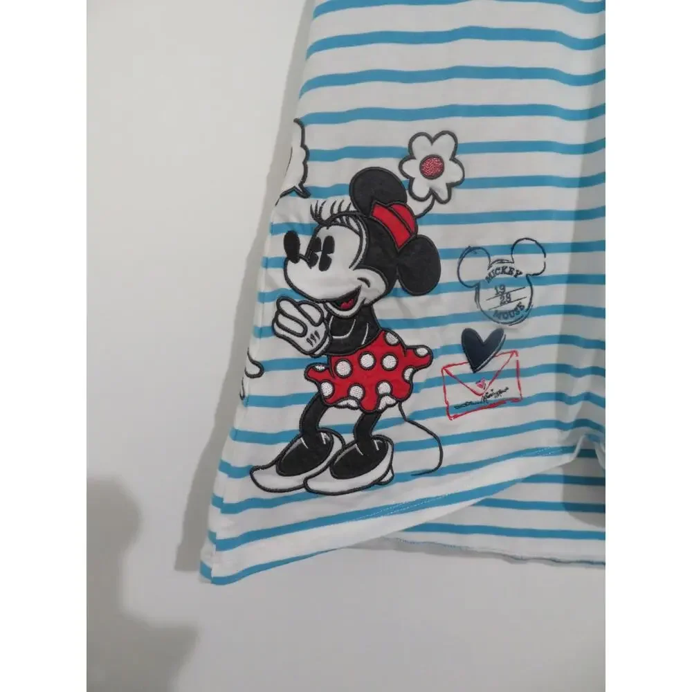 Disney Parks Kids S Blue White Mickey Mouse Striped Short Sleeve Dress Tunic Top